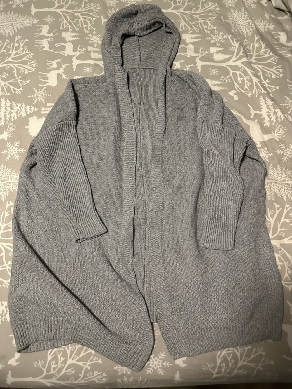 Women's Hooded Open-Front Cardigan Sweater - Gray